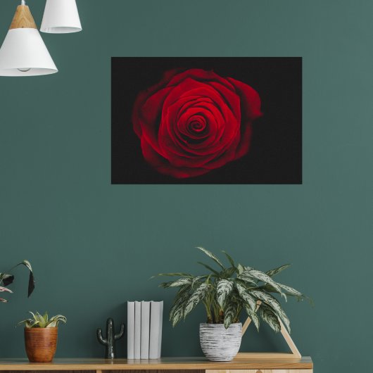黒い背景に赤いバラのヴィンテージ効果 ポスター (リビング1)
