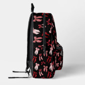 黒い背景に赤い弓 プリントバックパック (左)