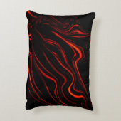 黒い背景に赤い波状の長いトレース アクセントクッション (裏面(縦))