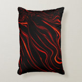 黒い背景に赤い波状の長いトレース アクセントクッション (正面(垂直))