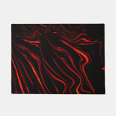 黒い背景に赤い波状の長いトレース ドアマット (正面)