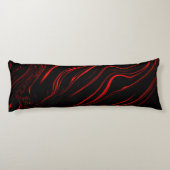黒い背景に赤い波状の長いトレース ボディピロー (裏面)