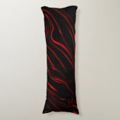 黒い背景に赤い波状の長いトレース ボディピロー (正面縦)