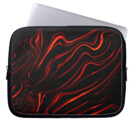 黒い背景に赤い波状の長いトレース ラップトップスリーブ