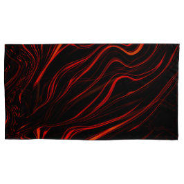 黒い背景に赤い波状の長いトレース 枕カバー