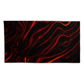 黒い背景に赤い波状の長いトレース 枕カバー (裏面-右)