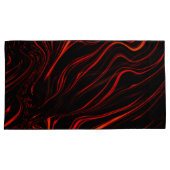 黒い背景に赤い波状の長いトレース 枕カバー (正面右)