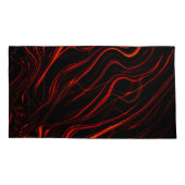 黒い背景に赤い波状の長いトレース 枕カバー (裏面-左)