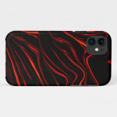 黒い背景に赤い波状の長いトレース Case-Mate iPhoneケース (裏面(横))