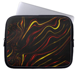 黒い背景に赤い波状金ゴールドの長いストローク ラップトップスリーブ