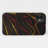 黒い背景に赤い波状金ゴールドの長いストローク Case-Mate iPhoneケース (裏面(横))