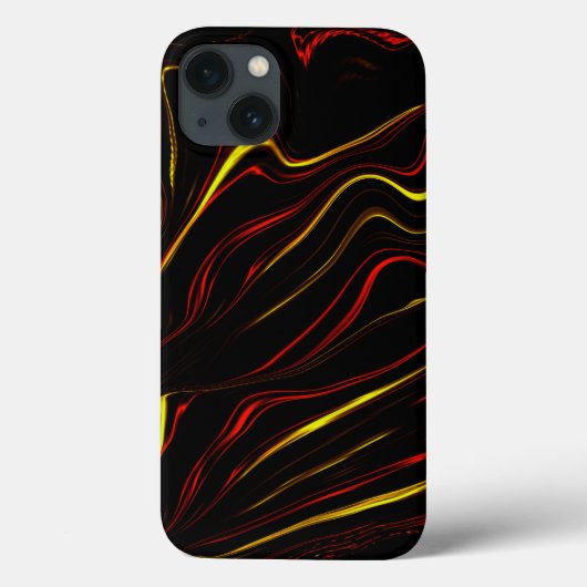 黒い背景に赤い波状金ゴールドの長いストローク Case-Mate iPhoneケース (裏面)