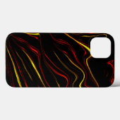 黒い背景に赤い波状金ゴールドの長いストローク Case-Mate iPhoneケース (裏面 (横))