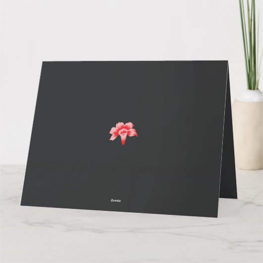 黒い背景に赤い花 サンキューカード (裏面)