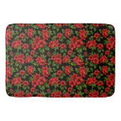 黒い背景に赤い花 バスマット (正面)