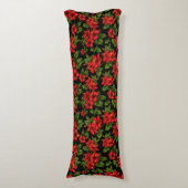 黒い背景に赤い花 ボディピロー (正面縦)