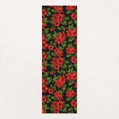黒い背景に赤い花 ヨガマット (正面)