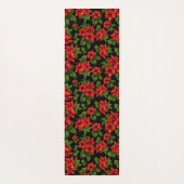 黒い背景に赤い花 ヨガマット (裏面)