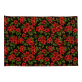 黒い背景に赤い花 枕カバー (裏面-右)