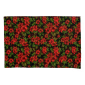 黒い背景に赤い花 枕カバー (正面左)