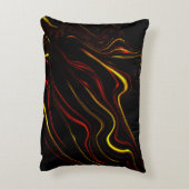 黒い背景に赤い金ゴールドの長い波状トレース アクセントクッション (裏面(縦))