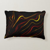 黒い背景に赤い金ゴールドの長い波状トレース アクセントクッション (裏面)