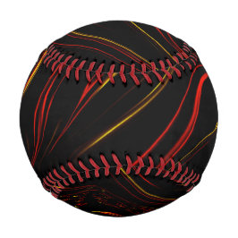 黒い背景に赤い金ゴールドの長い波状トレース 野球ボール