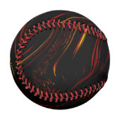 黒い背景に赤い金ゴールドの長い波状トレース 野球ボール (正面左)