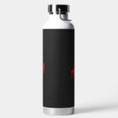 黒い背景に赤いhとmのロゴ ウォーターボトル (左面)