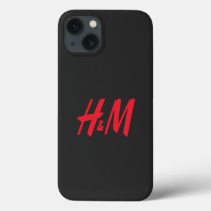 黒い背景に赤いhとmのロゴ iPhone 13ケース