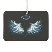 黒い背景に輝く青い天使の翼 カーエアーフレッシュナー (裏面)