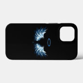 黒い背景に輝く青い天使の翼 Case-Mate iPhoneケース (裏面 (横))