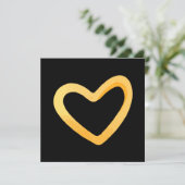 黒い背景に金のハートのホリデーカード シーズンカード (スタンド正面)