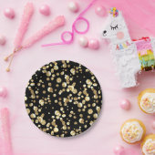 黒い背景に金の水玉模様。紙皿 ペーパープレート (パーティー)