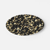 黒い背景に金の水玉模様。紙皿 ペーパープレート (アングル)