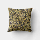 黒い背景に金ゴールドフローラバロック模様 クッション (裏面)