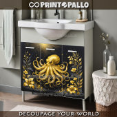 黒い背景に金色のオクトプス 薄葉紙