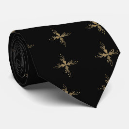 黒い背景に金色のオーナメント ネクタイ