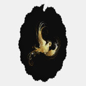 黒い背景に金色の鳥 オーナメントカード (右)