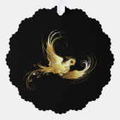 黒い背景に金色の鳥 オーナメントカード (裏面)