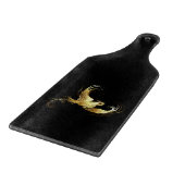 黒い背景に金色の鳥 カッティングボード (角)
