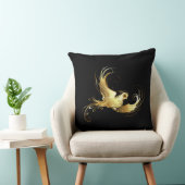 黒い背景に金色の鳥 クッション (椅子)