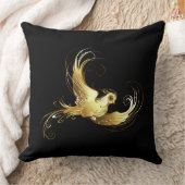 黒い背景に金色の鳥 クッション (ブランケット)
