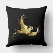 黒い背景に金色の鳥 クッション (裏面)