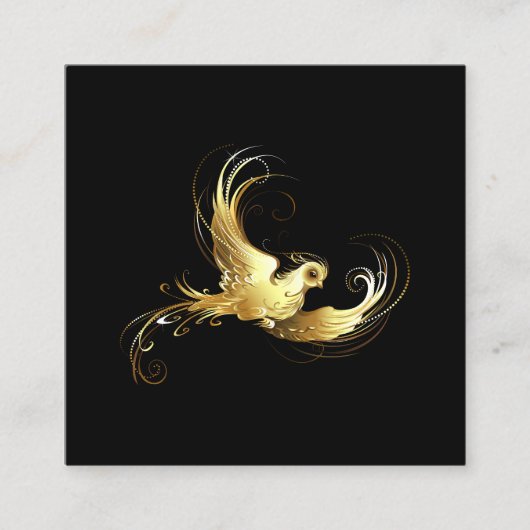 黒い背景に金色の鳥 コーリングカード (正面)