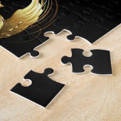 黒い背景に金色の鳥 ジグソーパズル (側面)