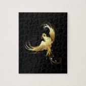 黒い背景に金色の鳥 ジグソーパズル (縦)
