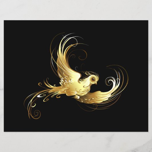 黒い背景に金色の鳥 チラシ (正面)