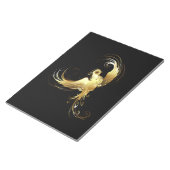 黒い背景に金色の鳥 ノートパッド (アングル)