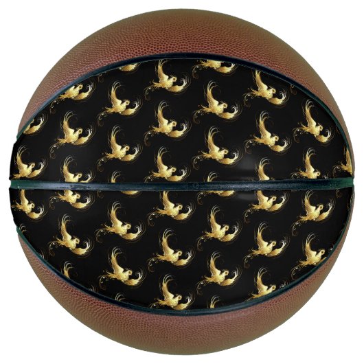 黒い背景に金色の鳥 バスケットボール (正面)